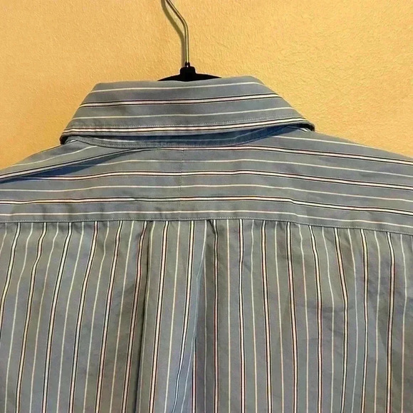Ralph Lauren Classic Fit Striped Dress Shirt - Size Medium- Light Blue - Picture 4 of 7
